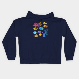 The Story of the Sea,tropical fish, coral reefs, seaweed Kids Hoodie